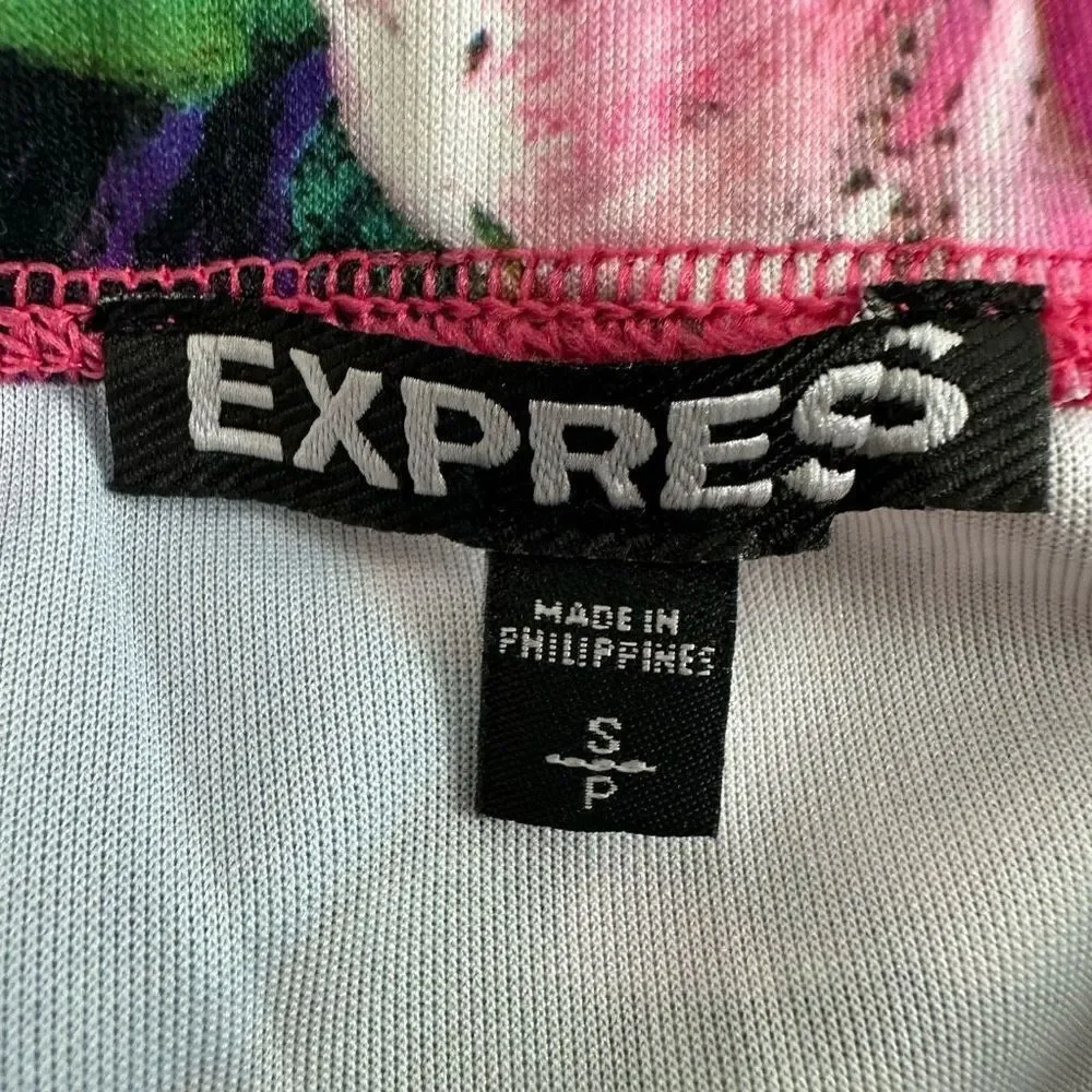 Express Women's Size S Bright‎ Floral Pencil Skirt Multicolor Rainbow Rose Print
